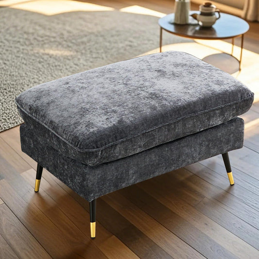 Cloud Chenille Ottoman Chaise Chair for Modular sectional Sofa (Dark Grey, Ottoman Only)